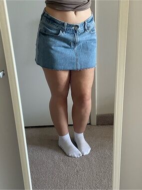Hollister Light Wash Denim Mini Skirt